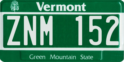 VT license plate ZNM152