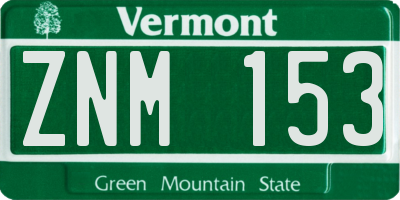 VT license plate ZNM153