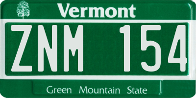 VT license plate ZNM154
