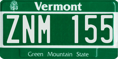 VT license plate ZNM155
