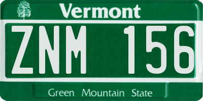 VT license plate ZNM156