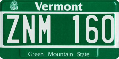 VT license plate ZNM160