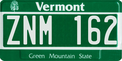 VT license plate ZNM162