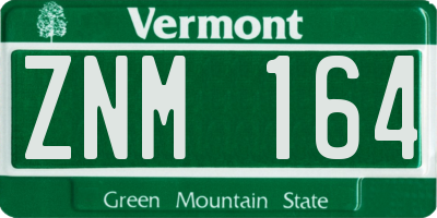 VT license plate ZNM164