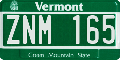 VT license plate ZNM165