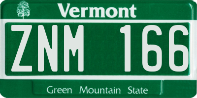 VT license plate ZNM166