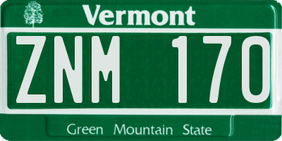 VT license plate ZNM170