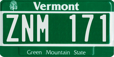 VT license plate ZNM171