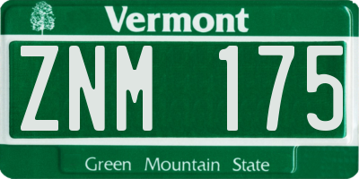 VT license plate ZNM175