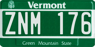VT license plate ZNM176