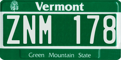 VT license plate ZNM178