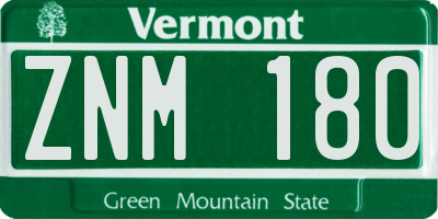VT license plate ZNM180