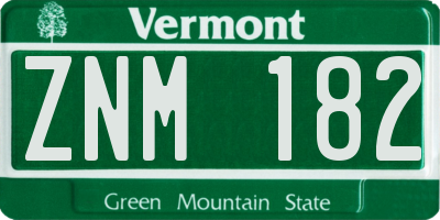 VT license plate ZNM182