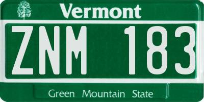 VT license plate ZNM183