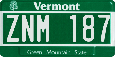 VT license plate ZNM187