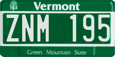 VT license plate ZNM195
