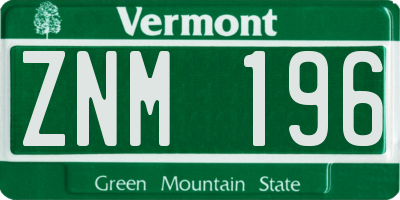 VT license plate ZNM196