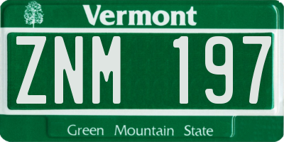 VT license plate ZNM197
