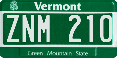 VT license plate ZNM210