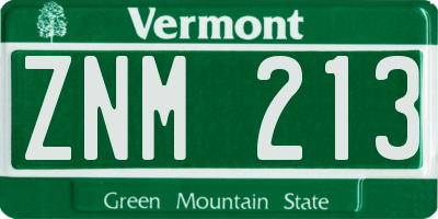 VT license plate ZNM213