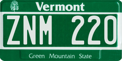 VT license plate ZNM220