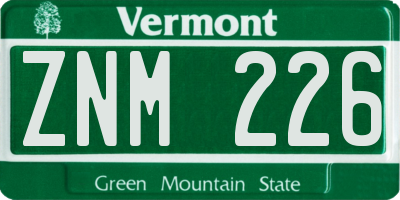 VT license plate ZNM226