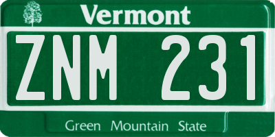 VT license plate ZNM231