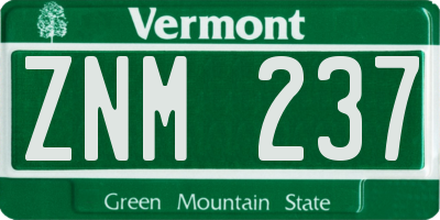 VT license plate ZNM237