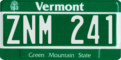 VT license plate ZNM241