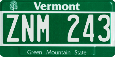 VT license plate ZNM243