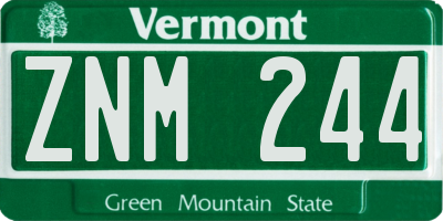 VT license plate ZNM244