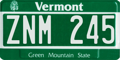 VT license plate ZNM245