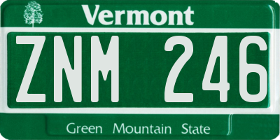 VT license plate ZNM246