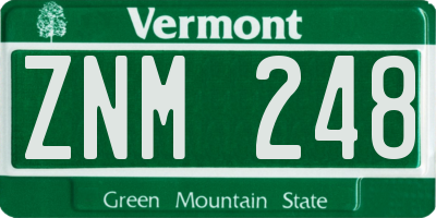 VT license plate ZNM248