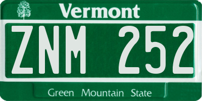 VT license plate ZNM252
