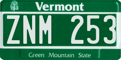 VT license plate ZNM253
