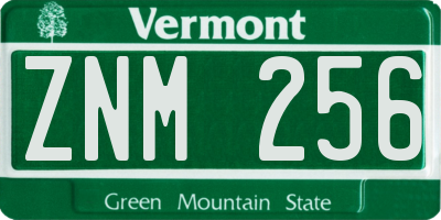 VT license plate ZNM256