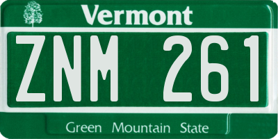 VT license plate ZNM261