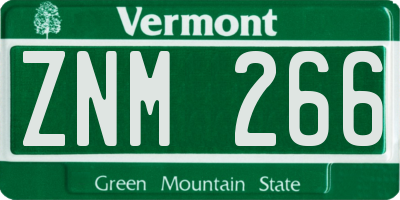 VT license plate ZNM266