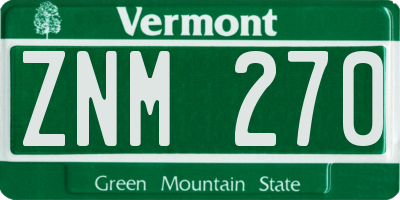 VT license plate ZNM270