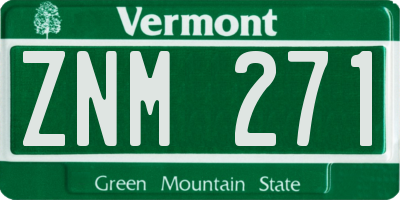 VT license plate ZNM271