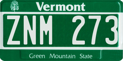 VT license plate ZNM273