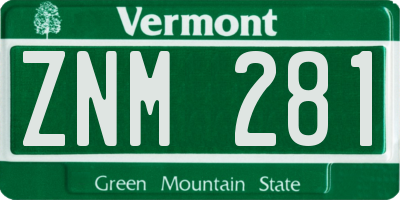 VT license plate ZNM281