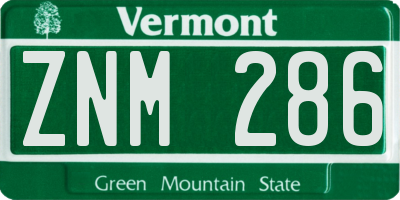 VT license plate ZNM286