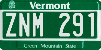 VT license plate ZNM291