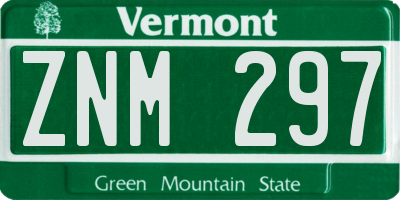 VT license plate ZNM297