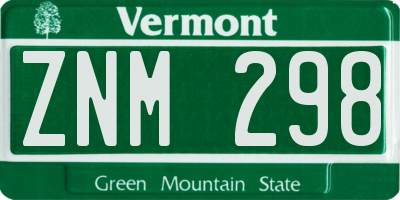 VT license plate ZNM298