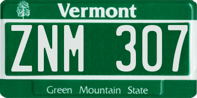 VT license plate ZNM307