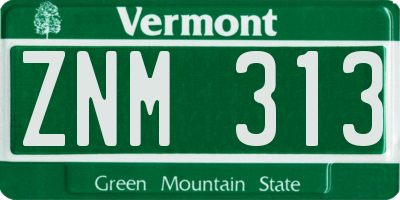 VT license plate ZNM313