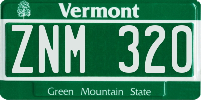 VT license plate ZNM320
